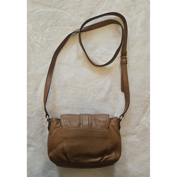 Michael Kors Tan Brown Leather Flap Buckle Crossbody Shoulder Bag Purse Boho - Picture 6 of 14